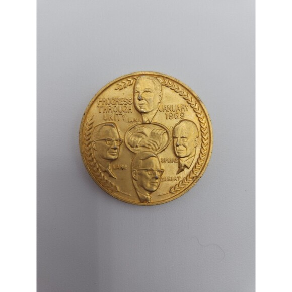 1969 UNITED TRANSPORTATION UNION LUNA LANE SPEIRS GILBERT Medal Coin - Picture 1 of 3